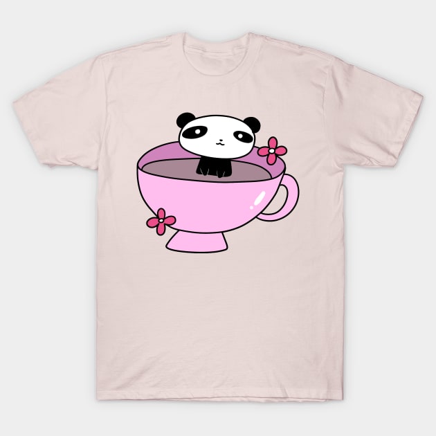 Pink Teacup Panda T-Shirt by saradaboru